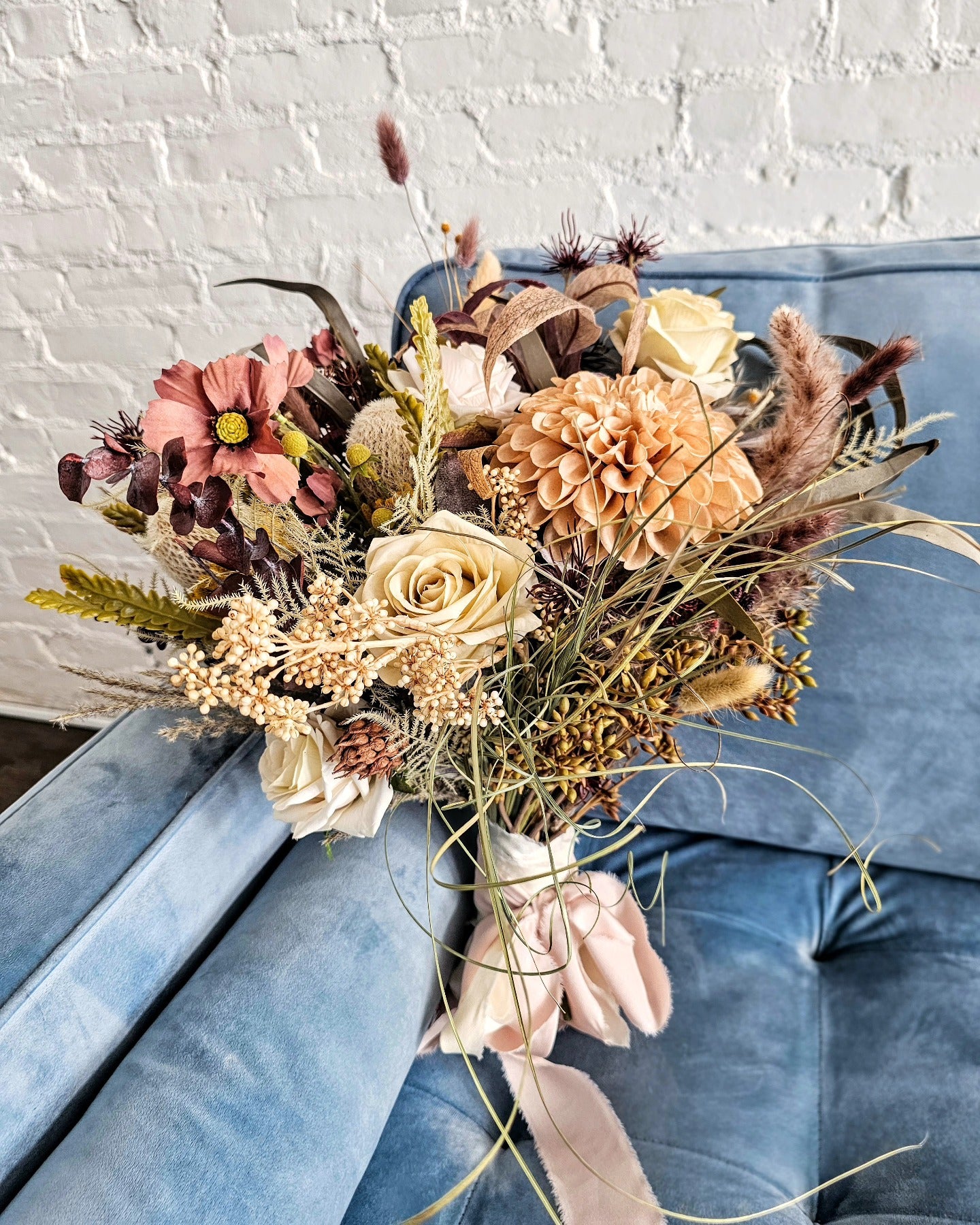 Dried and Faux Bridal Bouquet, boho-western-custom