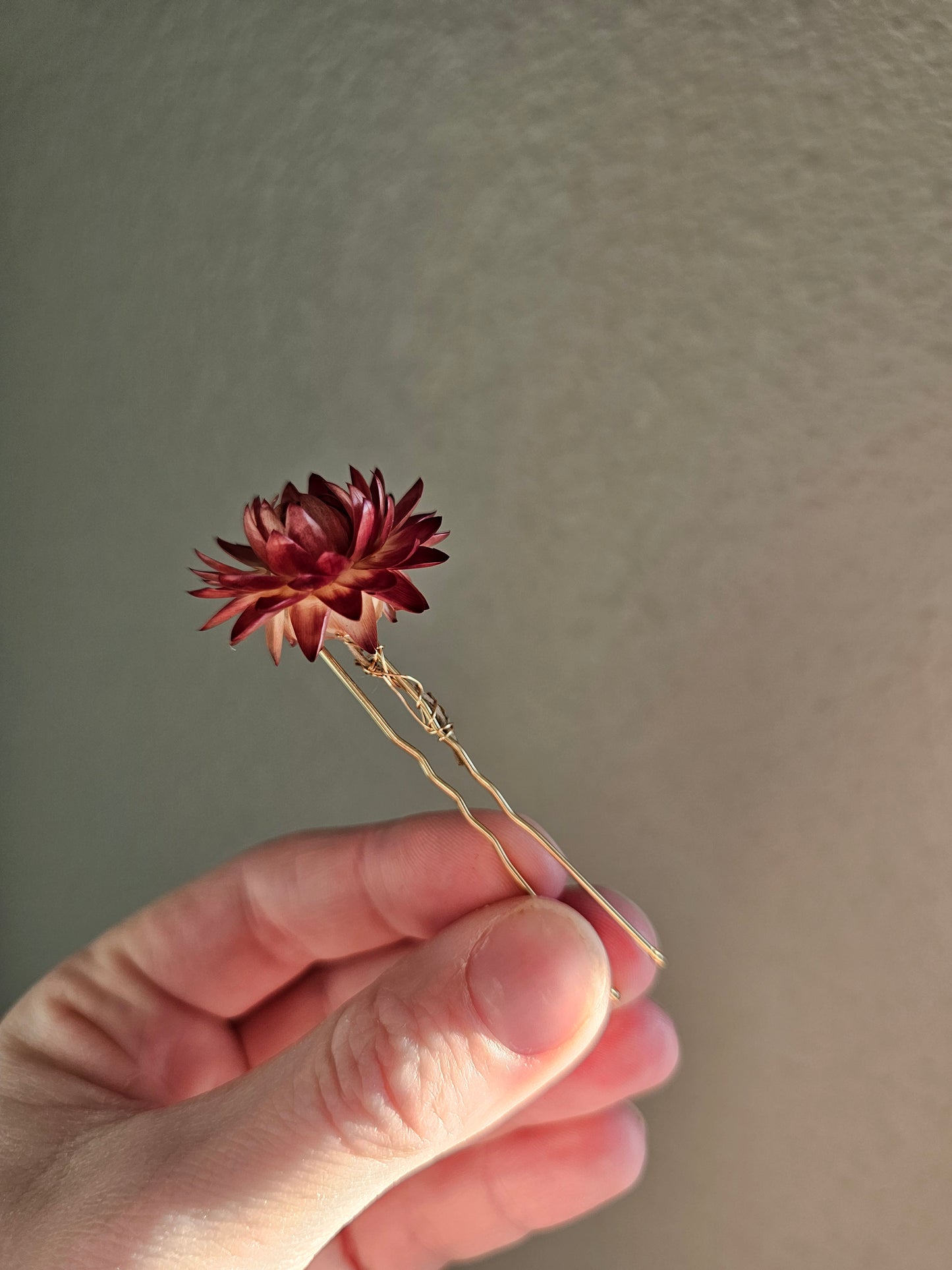 Dried Flower Hair Bobby Pins, Hair Accessories, Rust, Burnt Orange , set of 5