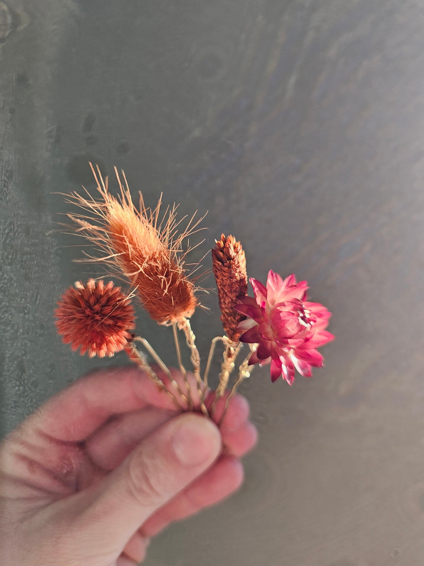 Dried Flower Hair Bobby Pins, Hair Accessories, Rust, Burnt Orange , set of 5