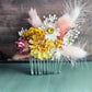 Dried Flower Hair Comb, Tan & White, Magenta, Yellow and Pink, Hair Accessories