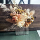 Dried Flower Hair Comb, Tan, Neutral, Mustard and Pink, Hair Accessories