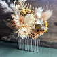 Dried Flower Hair Comb, Tan, Neutral, Mustard and Pink, Hair Accessories