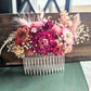 Dried Flower Hair Comb, Mauve, Magenta, White and Pink, Hair Accessories