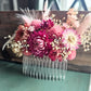 Dried Flower Hair Comb, Mauve, Magenta, White and Pink, Hair Accessories