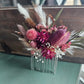 Dried Flower Hair Comb, Tan & White Mauve, Magenta, and Pink, Hair Accessories