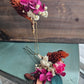 Dried Flower Hair Bobby Pins, Hair Accessories, Rust, Eucalyptus, Magenta & Babies Breath (set of 3)