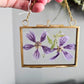 "mini" vintage style gold frame with pressed purple clematis