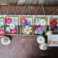 "mini" pressed flower frame, red, white and blue collection
