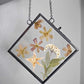 Vintage style black frame with pressed purple/ tax and white