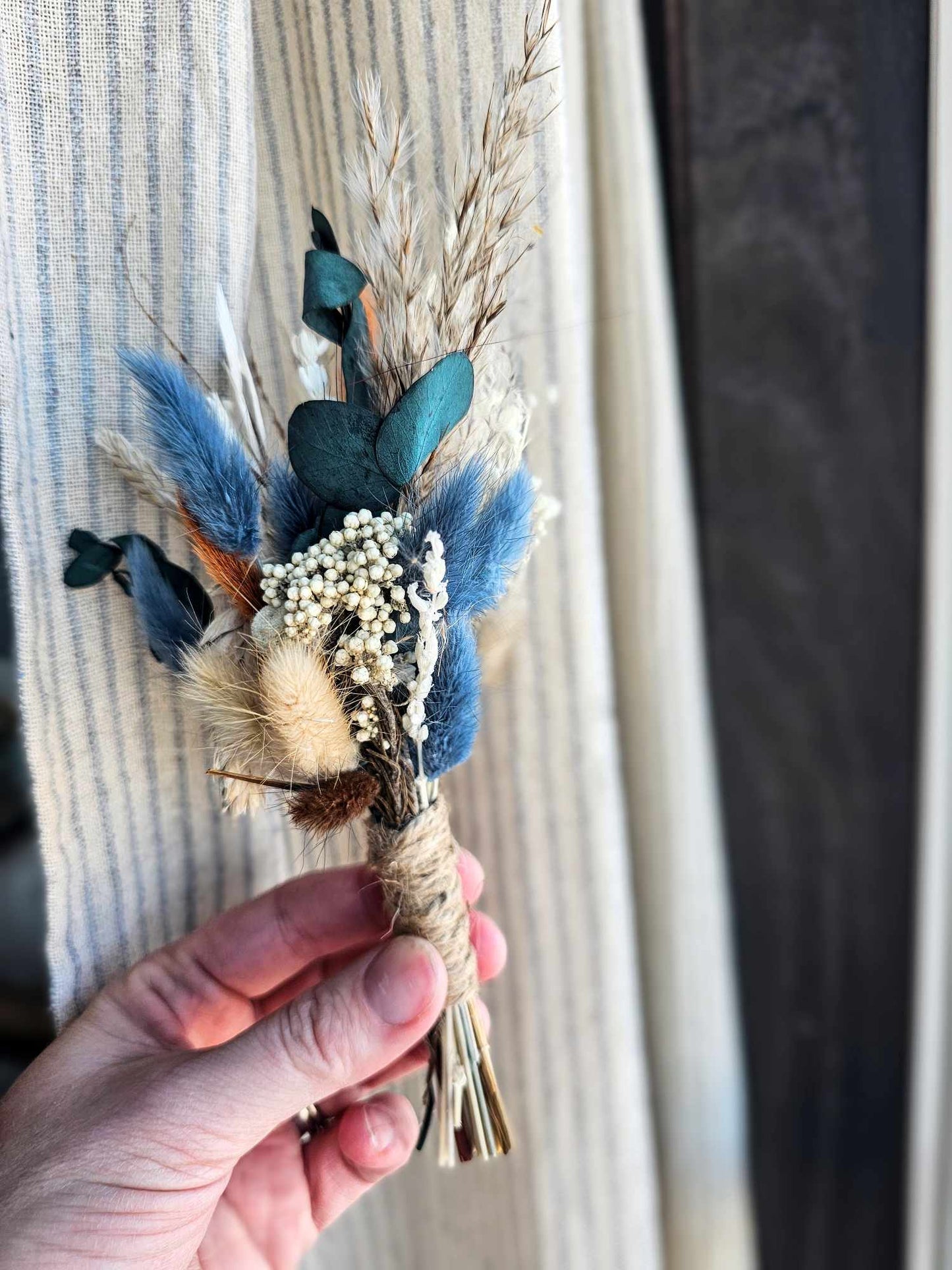 Boho boutonniere, dried wedding flowers, lapel flower, groom's pin on, groomsmen boutonniere, Terracotta, pampas grass, ivory, dusty blue,