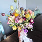 Pink & Yellow Flowers + Light Pink Vase, Small Size (Colorful Everlasting Botanical, Dried Flower Vase)