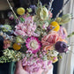 Pink & Yellow Flowers + Light Pink Vase, Small Size (Colorful Everlasting Botanical, Dried Flower Vase)