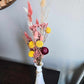 Dried Flower Bud Vase Bundle, Magenta,Pink and Yellow Vintage Hoosier Bud Vase