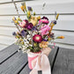 Pink & Purple Flowers + Light Pink Vase, Small Size (Colorful Everlasting Botanical, Dried Flower Vase)