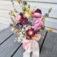 Pink & Purple Flowers + Light Pink Vase, Small Size (Colorful Everlasting Botanical, Dried Flower Vase)