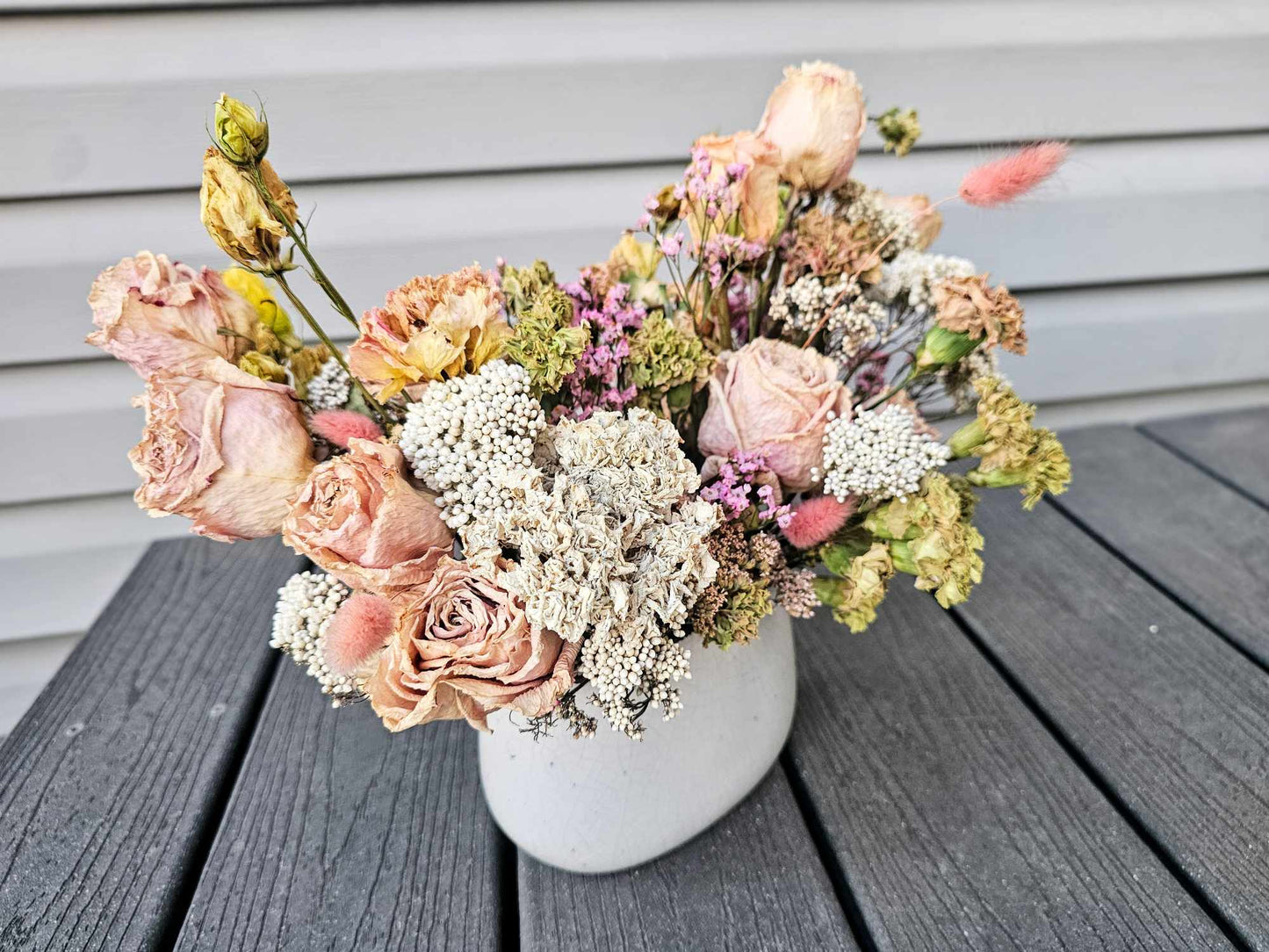 Light Pink and White Oval Vase, Large Size (Colorful Everlasting Botanical, Dried Flower Vase)