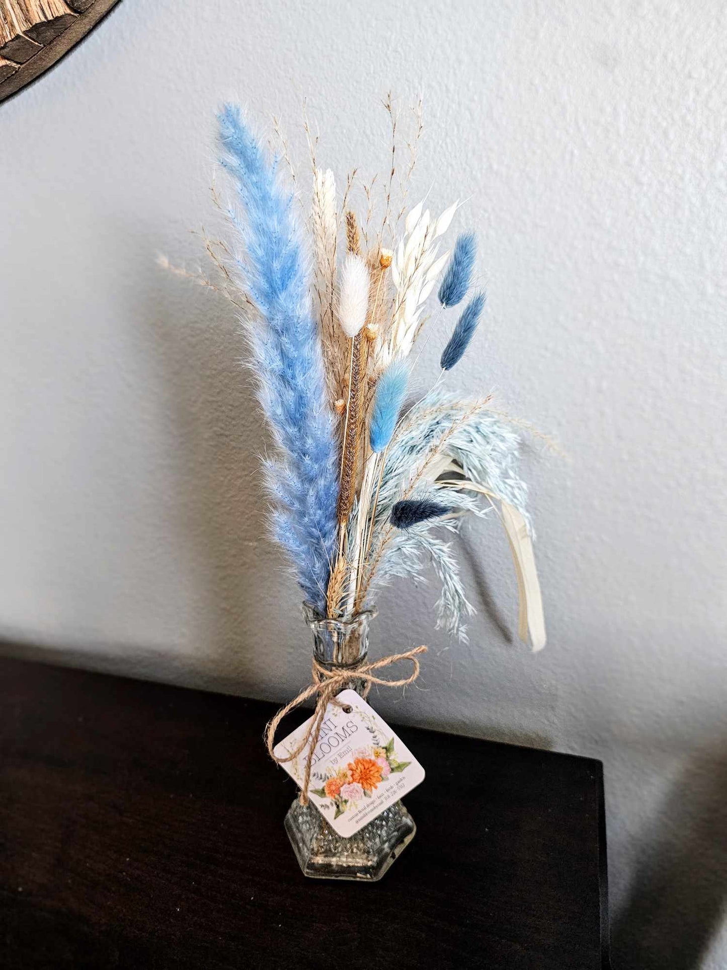 Dried Flower Bud Vase Bundle, Light Blue, White, Natural, Vintage Hoosier Bud Vase