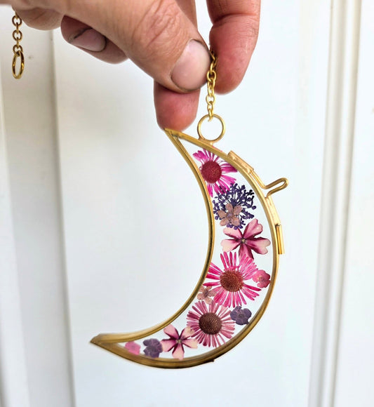 Moon Pressed Flower Frame, Magenta and Purple