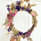 Custom, Garden grown and dried floral wreath, Pink and Purple + Natural colors (small)