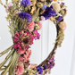 Custom, Garden grown and dried floral wreath, Pink and Purple + Natural colors (small)