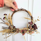 Custom, Garden grown and dried floral wreath, Ivory, Natural and Maroon (small)