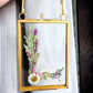 "L" initial pressed flower Mini frame, vintage gold