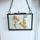 "N" initial pressed flower Mini frame, vintage black