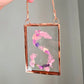 "S" initial pressed flower Mini frame, vintage rose gold