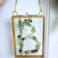 "B" initial pressed flower Mini frame, vintage gold