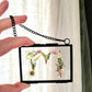 "M" initial pressed flower Mini frame, vintage black