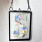 "S" initial pressed flower Mini frame, vintage black