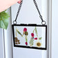 "MA" initial pressed flower Mini frame, vintage  black